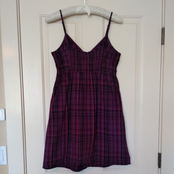 Deep purple plaid Converse One Star Cotton Sundress Sz S - Picture 2 of 10